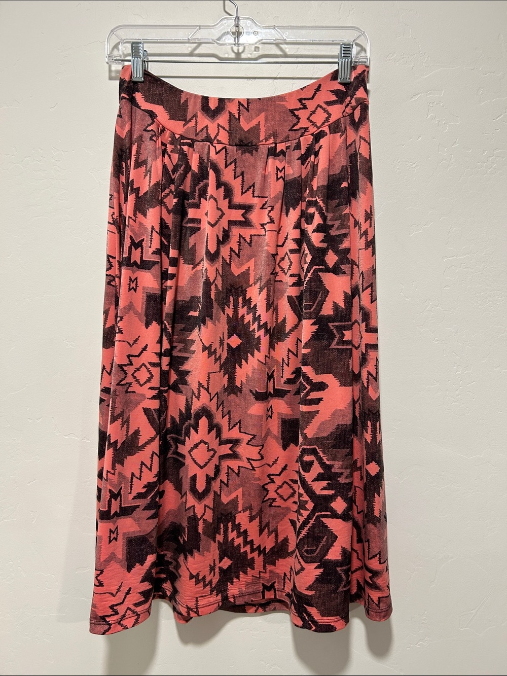 Vintage Y2K Jody California Coral Aztec Southwestern Midi Skirt Boho Medium EUC